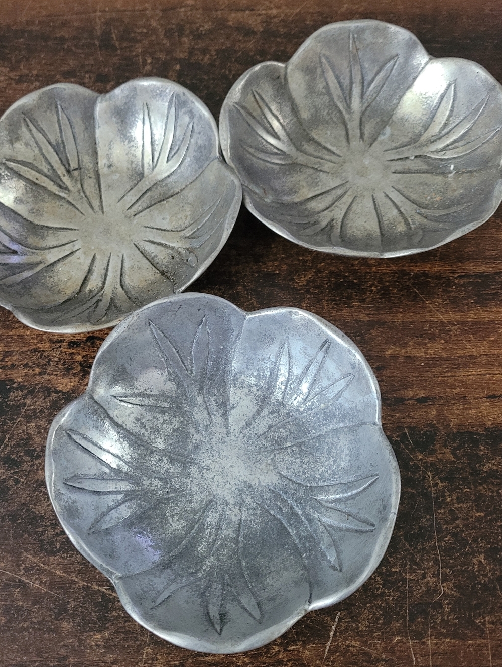 3 Small Peltrina Argentina Pewter Bowls 4947 4.5 Inches Vintage
